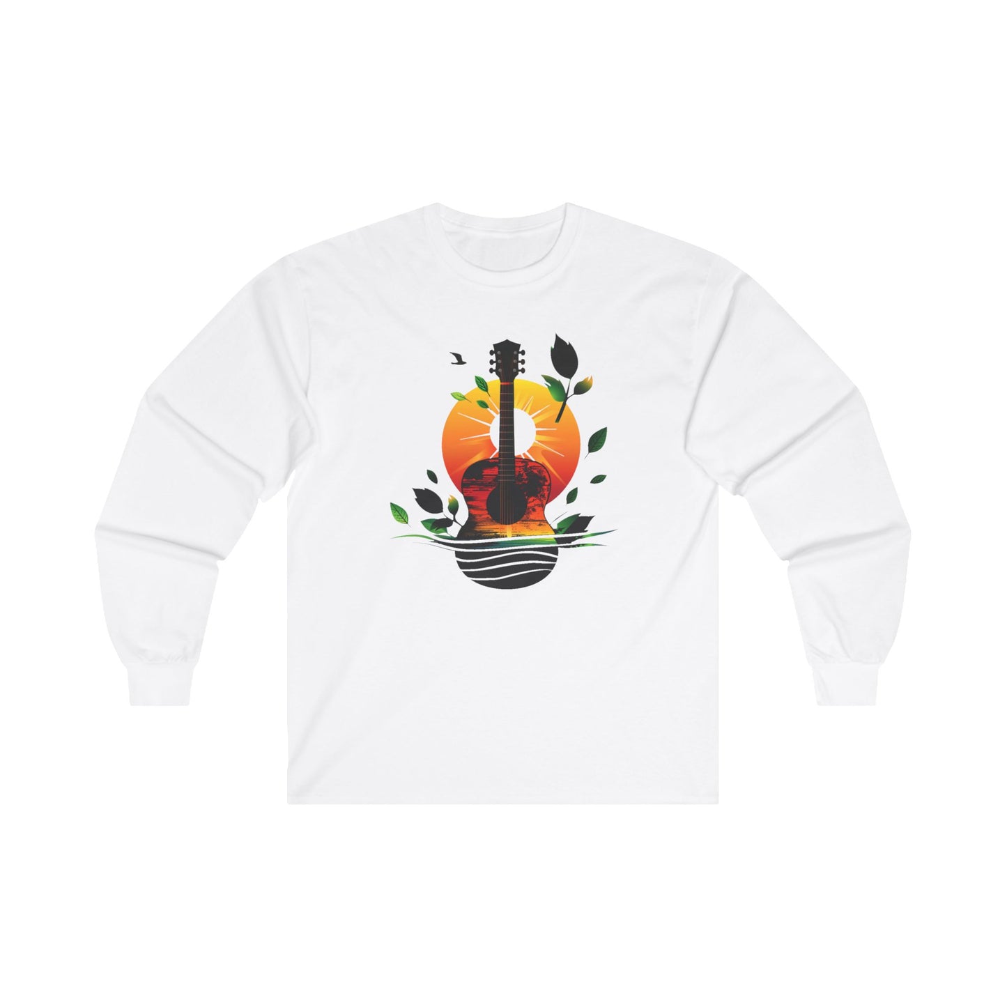 Guitar Sunset Unisex Ultra Cotton Long Sleeve Tee, Music Lover Gift, Festival Tee, Boyfriend Gift, Girlfriend Gift, Music Instrument, Guitar Lover Gift