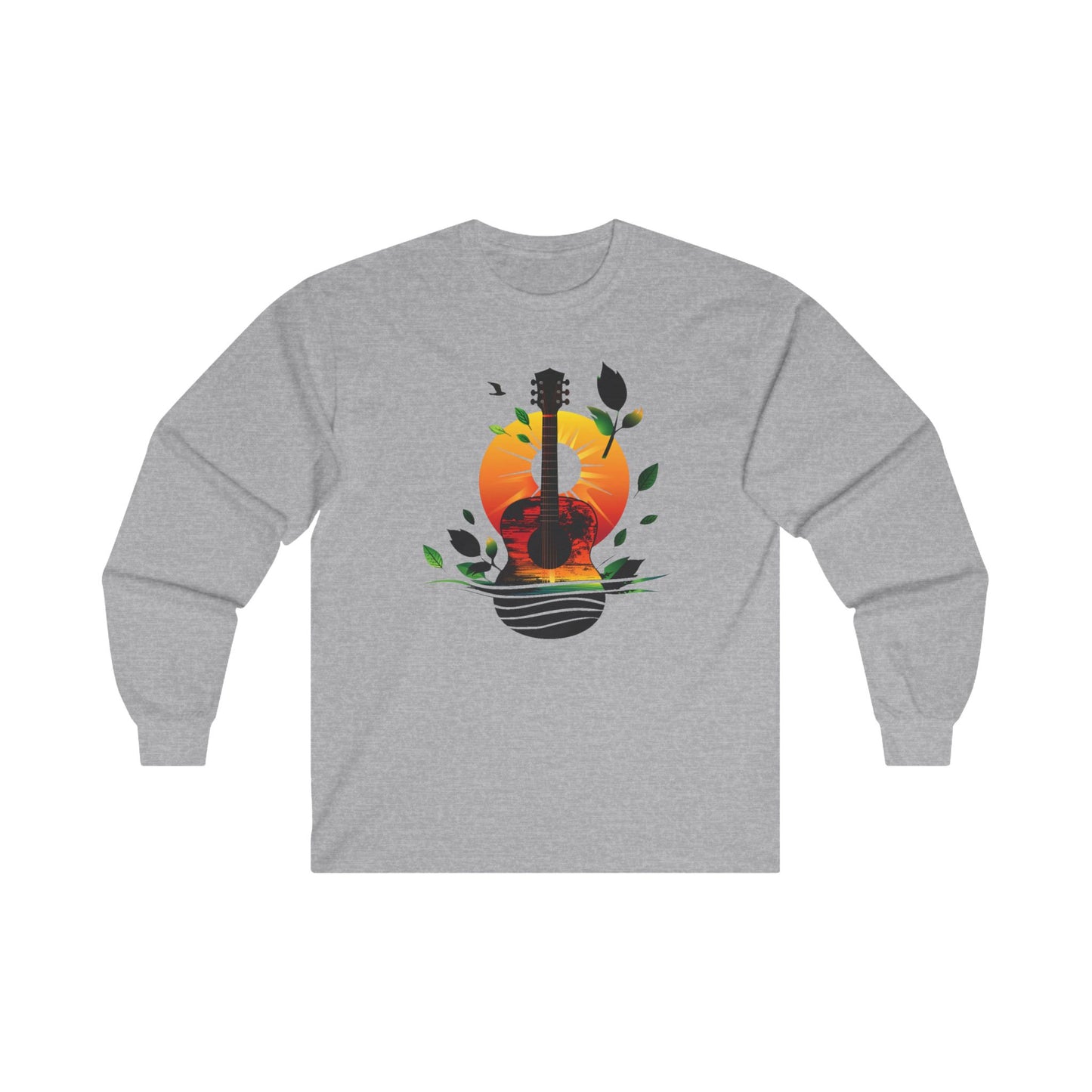 Guitar Sunset Unisex Ultra Cotton Long Sleeve Tee, Music Lover Gift, Festival Tee, Boyfriend Gift, Girlfriend Gift, Music Instrument, Guitar Lover Gift