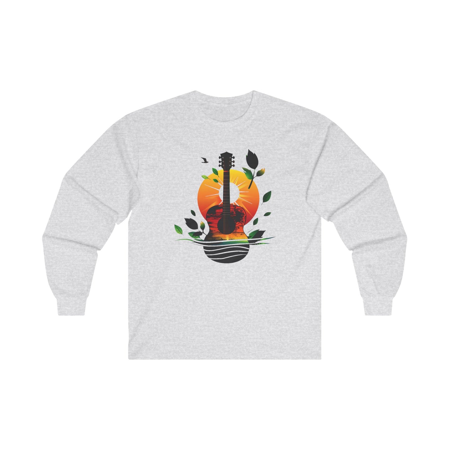 Guitar Sunset Unisex Ultra Cotton Long Sleeve Tee, Music Lover Gift, Festival Tee, Boyfriend Gift, Girlfriend Gift, Music Instrument, Guitar Lover Gift