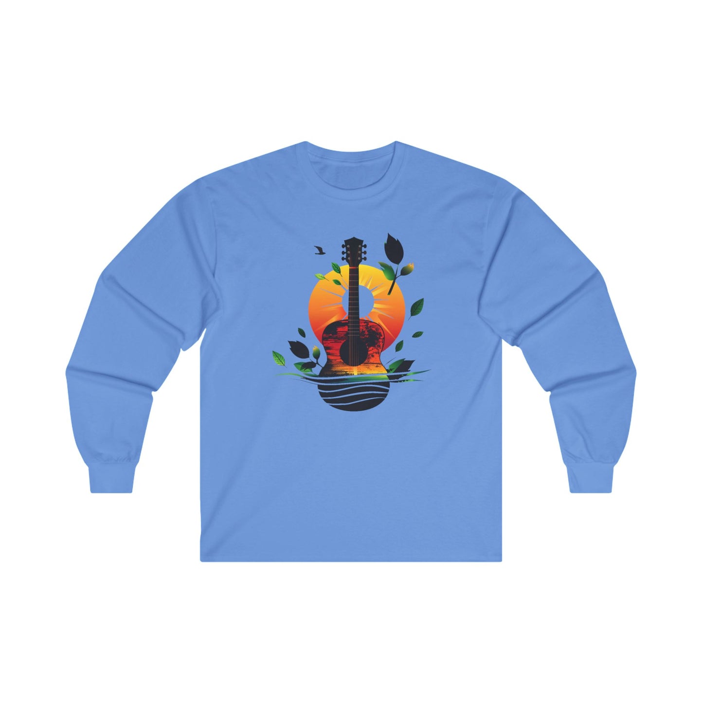Guitar Sunset Unisex Ultra Cotton Long Sleeve Tee, Music Lover Gift, Festival Tee, Boyfriend Gift, Girlfriend Gift, Music Instrument, Guitar Lover Gift
