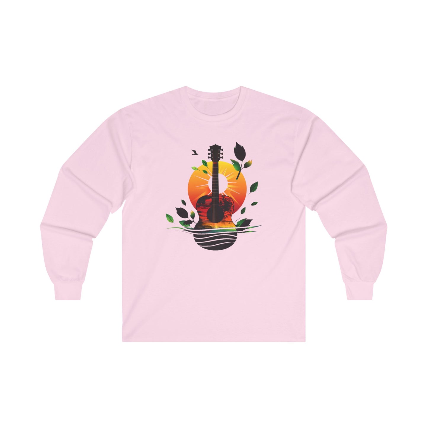 Guitar Sunset Unisex Ultra Cotton Long Sleeve Tee, Music Lover Gift, Festival Tee, Boyfriend Gift, Girlfriend Gift, Music Instrument, Guitar Lover Gift