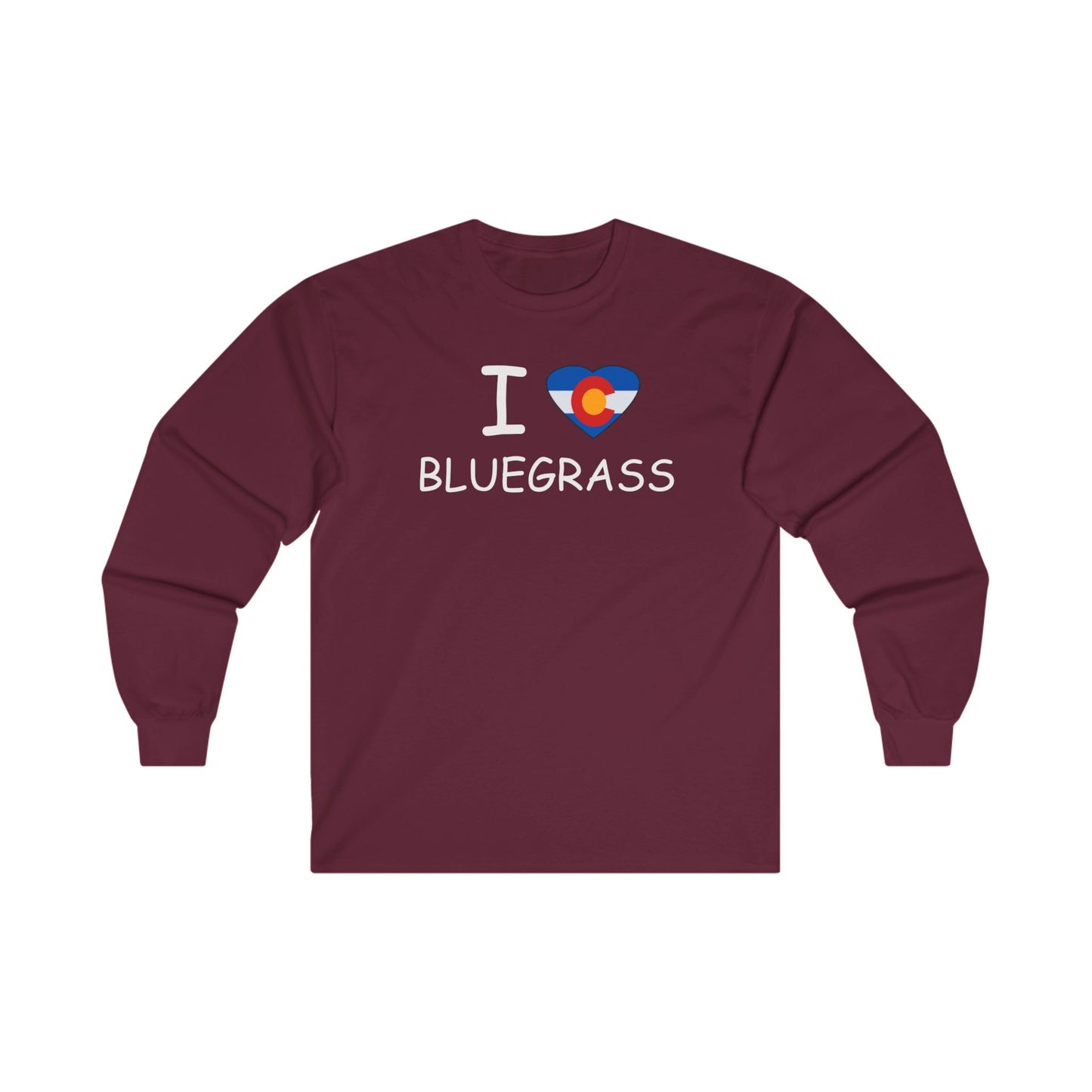I Colorado Heart Bluegrass Unisex Ultra Cotton Long Sleeve T-shirt, Festival Shirt