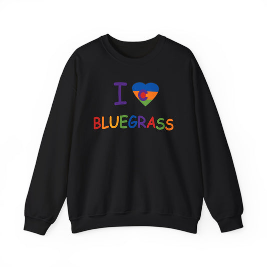 I Colorado Heart Love Bluegrass Pride Unisex Heavy Blend™ Crewneck Sweatshirt, Music Lover Gift, Festival Shirt