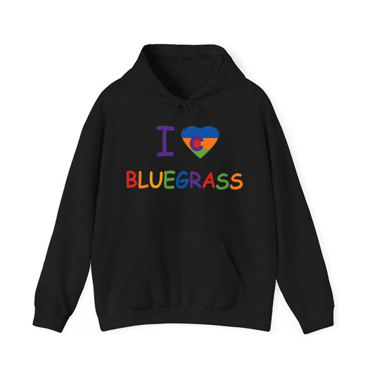 I Colorado Heart Bluegrass Pride Unisex Heavy Blend™ Hoodie Sweatshirt, Festival Hoodie, Bluegrass Music Lover Gift