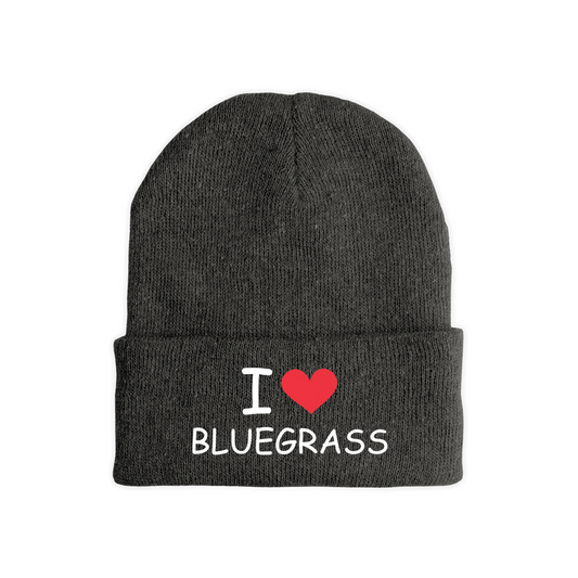 I Heart Bluegrass Beanie, Festival Stocking Cap