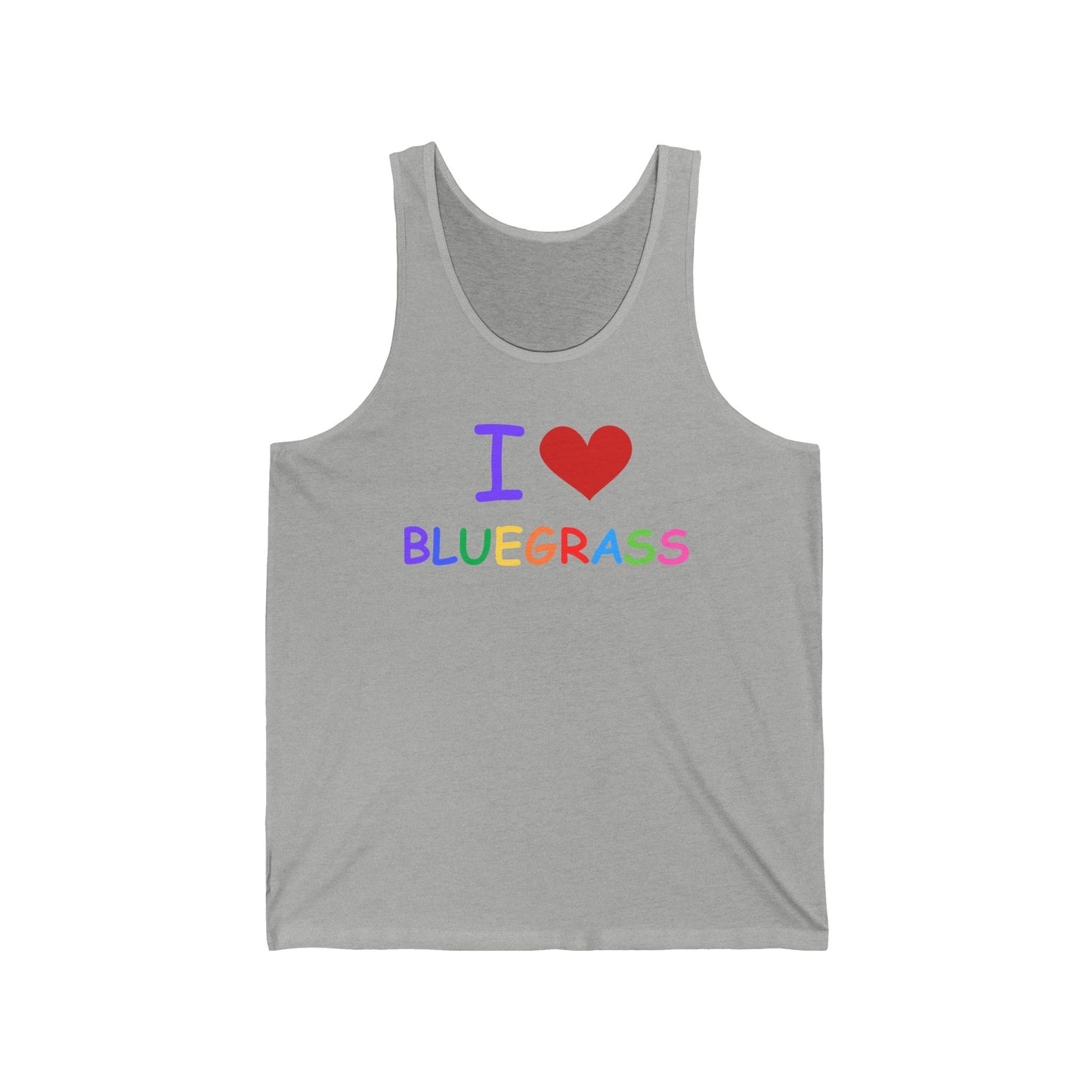 I Heart Bluegrass Pride Unisex Jersey Tank Top, Festival Tank, Bluegrass Music Lover Gift