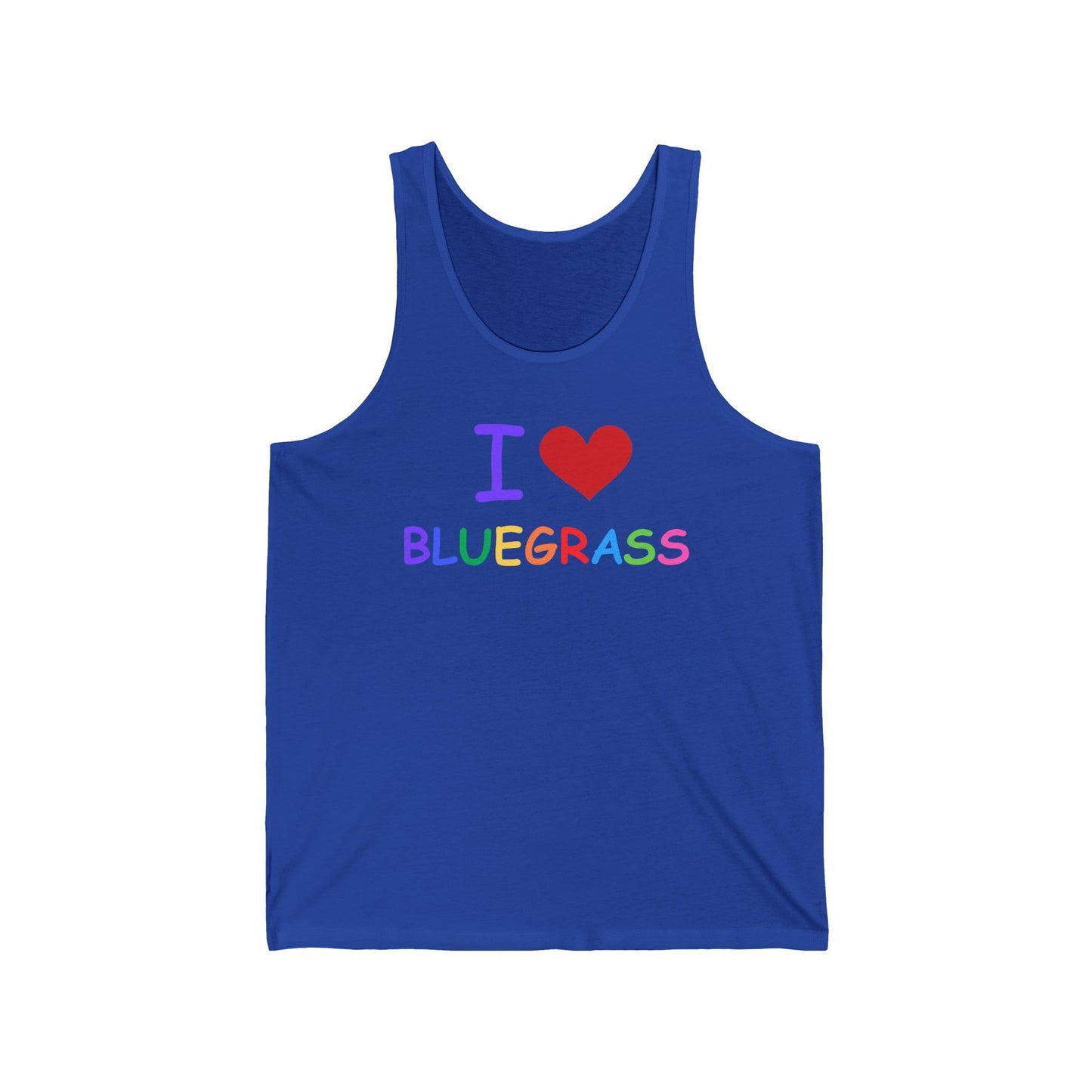 I Heart Love Bluegrass Pride Unisex Jersey Tank Top, Festival Tank, Bluegrass Music Lover Gift