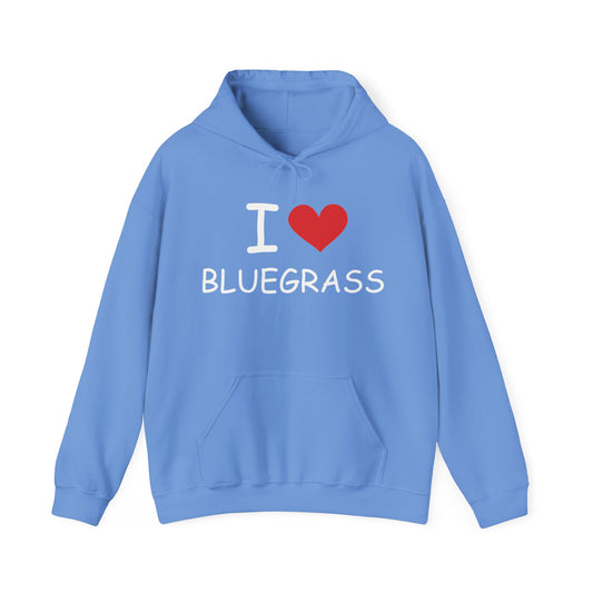 I Heart Love Bluegrass Unisex Heavy Blend™ Hoodie Sweatshirt, Festival Hoodie, Bluegrass Music Lover Gift