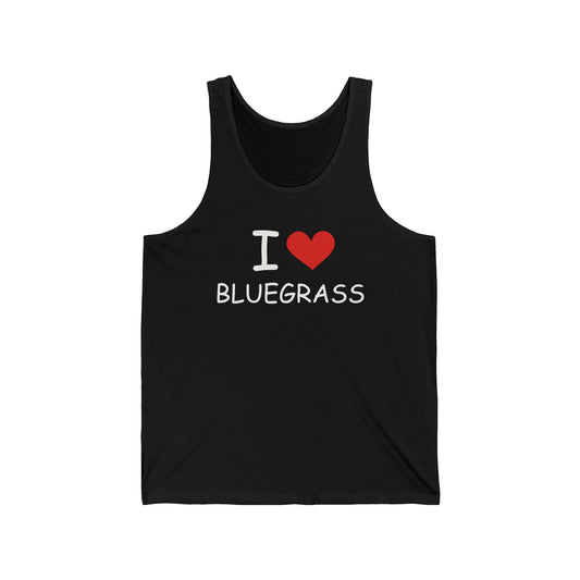 I Heart Love Bluegrass Unisex Jersey Tank Top, Festival Tank, Bluegrass Music Lover Gift
