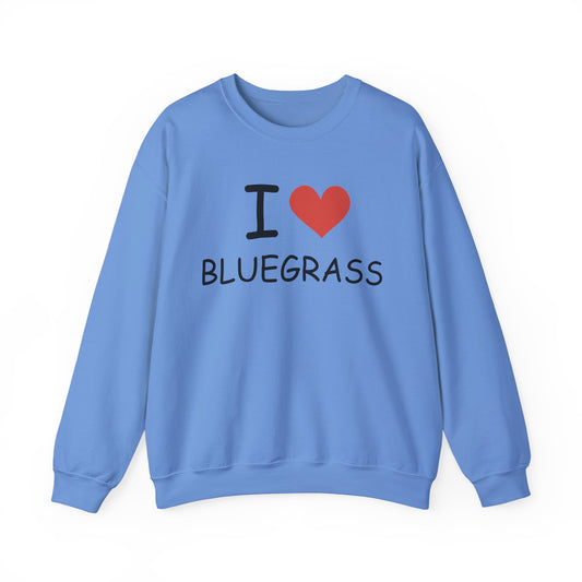 I Love Bluegrass Unisex Heavy Blend™ Crewneck Sweatshirt, Music Lover Gift, Festival Shirt