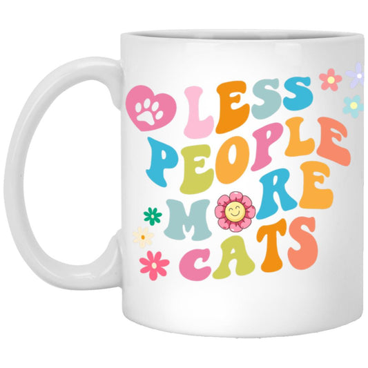 Less People More Cats 11oz Mug, Coffee Drinker Gift, Cat Lover Gift, Funny Cat Coffee Mug