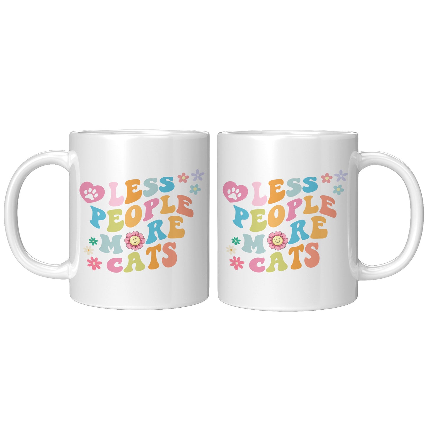Less People More Cats 11oz Mug, Coffee Drinker Gift, Cat Lover Gift, Funny Cat Coffee Mug