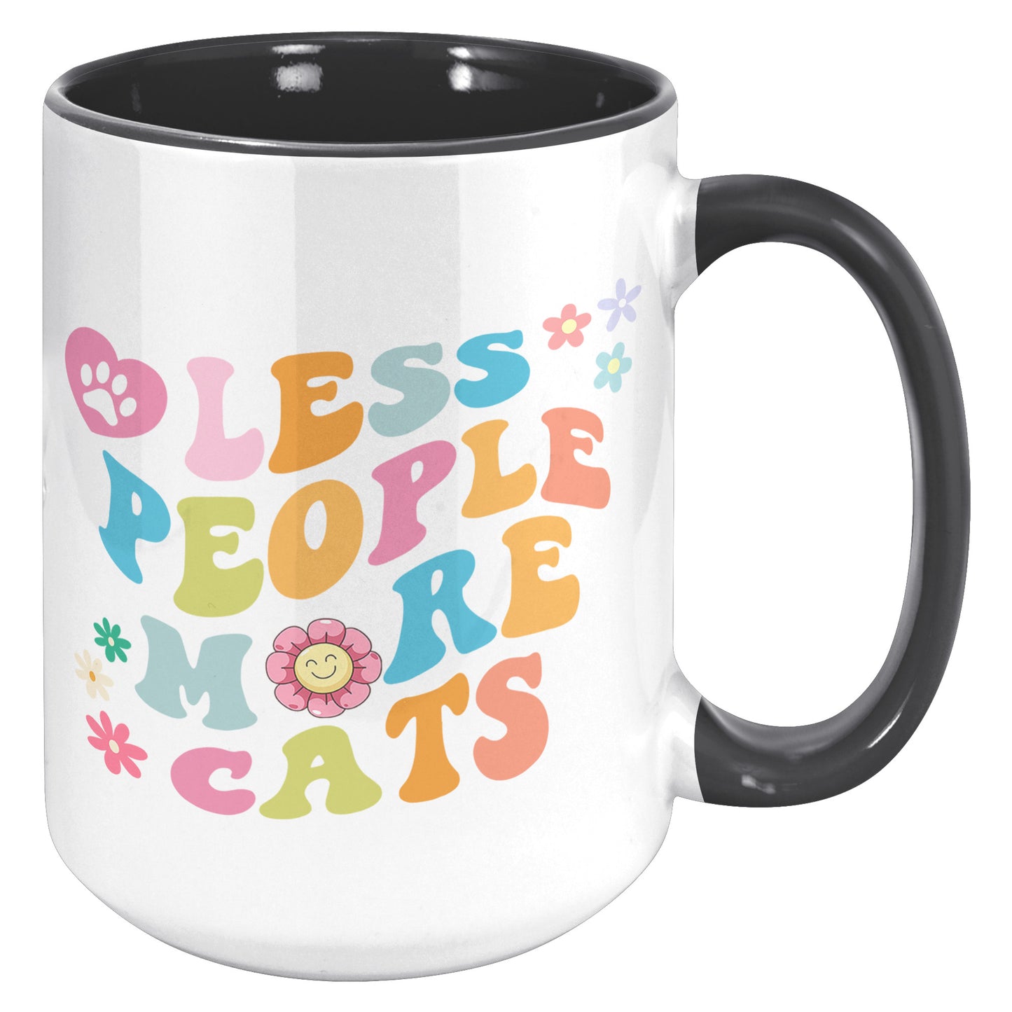 Less People More Cats 15oz Accent Mug, Coffee Drinker Gift, Cat Lover Gift, Funny Cat Coffee Mug