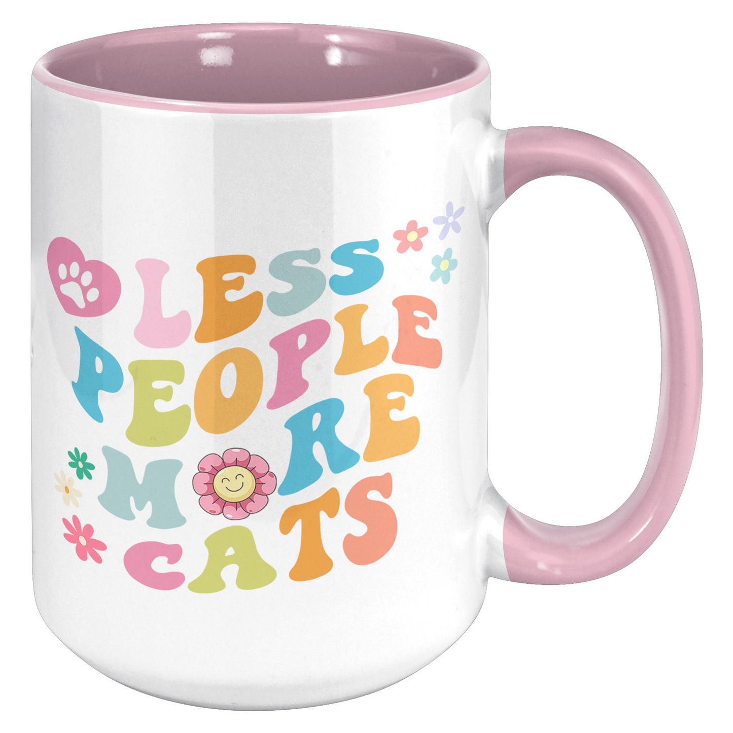 Less People More Cats 15oz Accent Mug, Coffee Drinker Gift, Cat Lover Gift, Funny Cat Coffee Mug