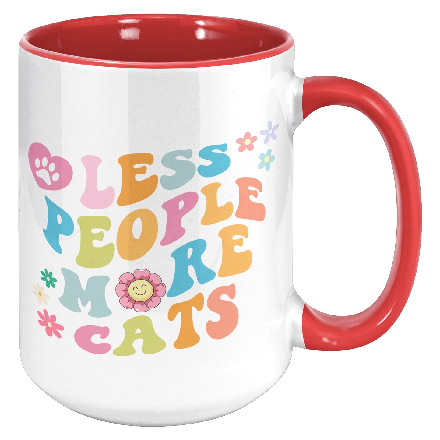 Less People More Cats 15oz Accent Mug, Coffee Drinker Gift, Cat Lover Gift, Funny Cat Coffee Mug