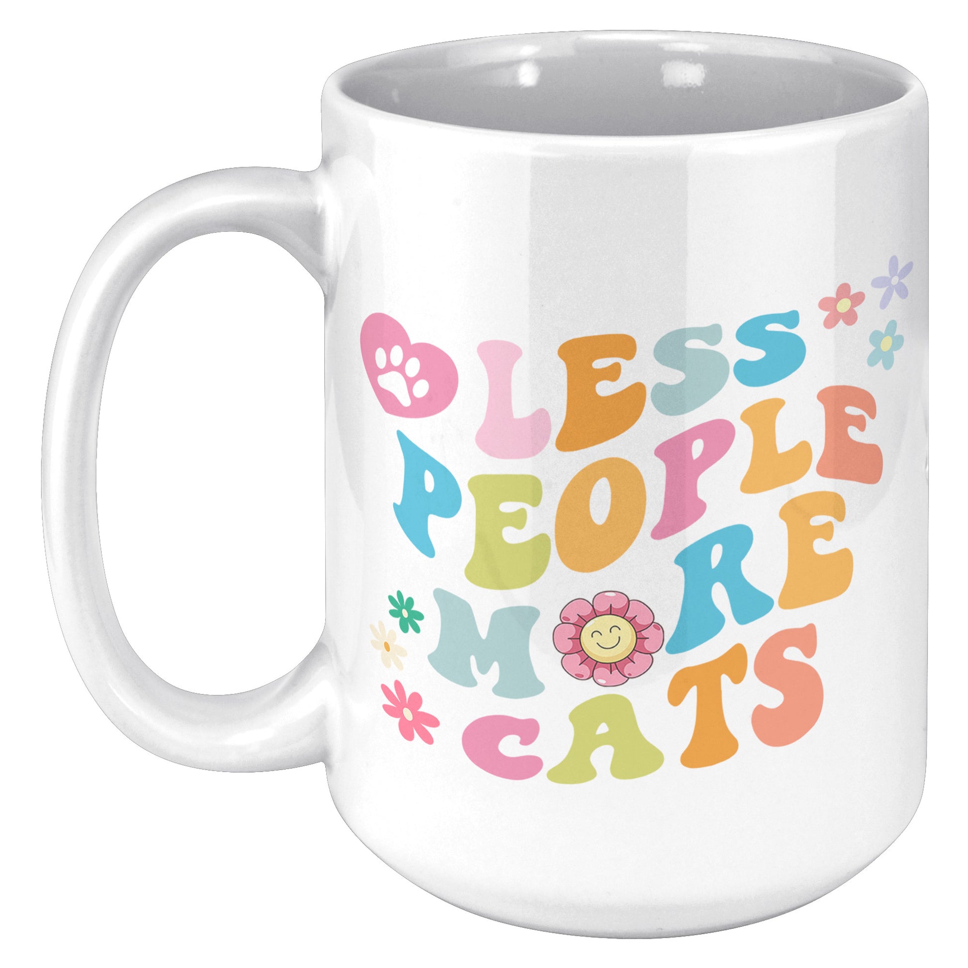 Less People More Cats 15oz Mug, Coffee Drinker Gift, Cat Lover Gift, Funny Cat Coffee Mug
