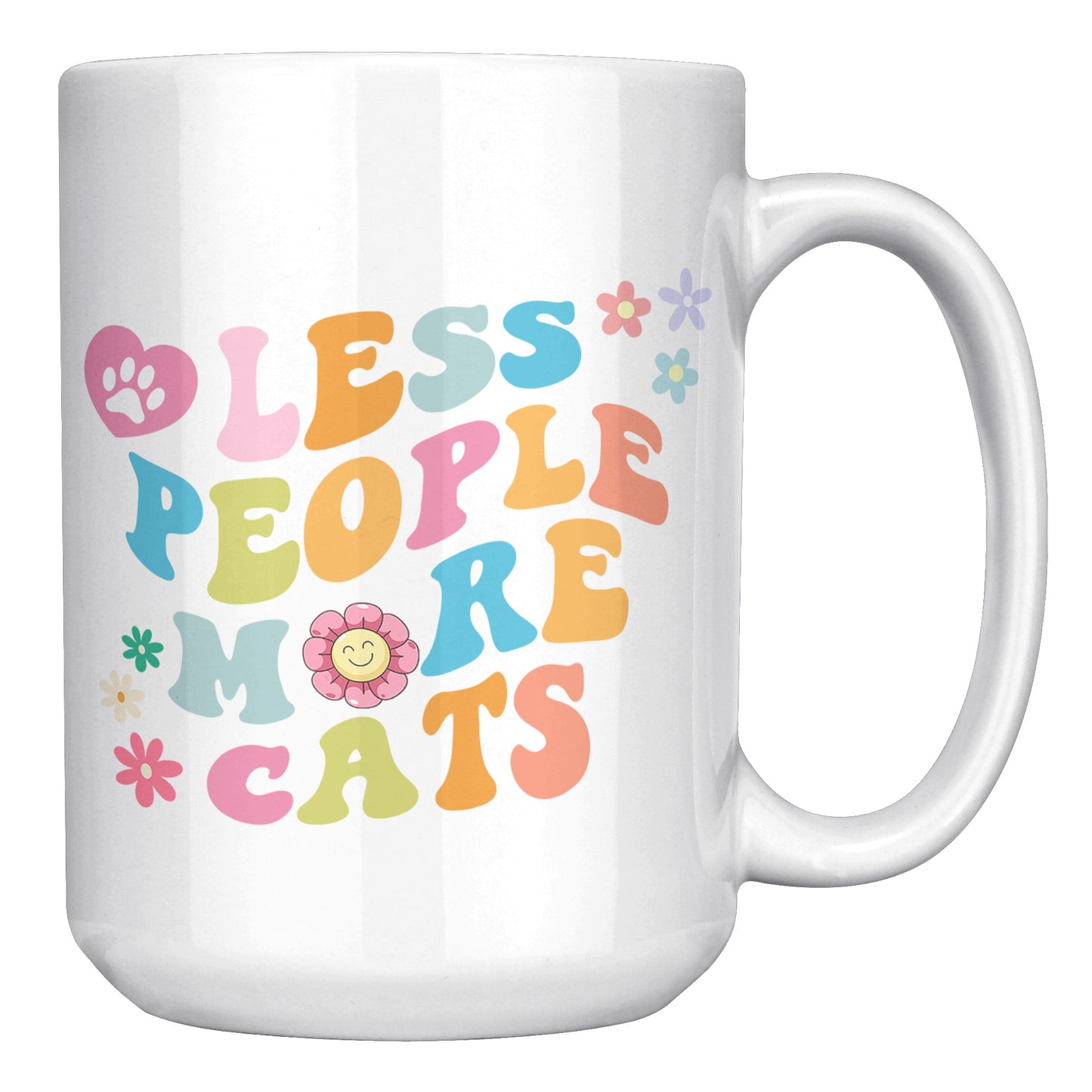 Less People More Cats 15oz Mug, Coffee Drinker Gift, Cat Lover Gift, Funny Cat Coffee Mug