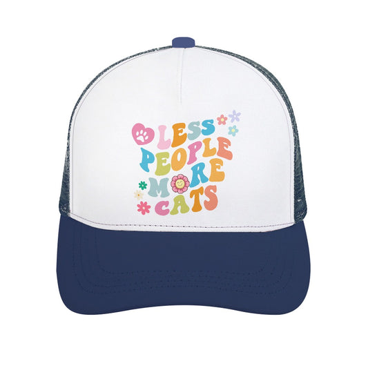 Less People More Cats Blue Foam Trucker Hat