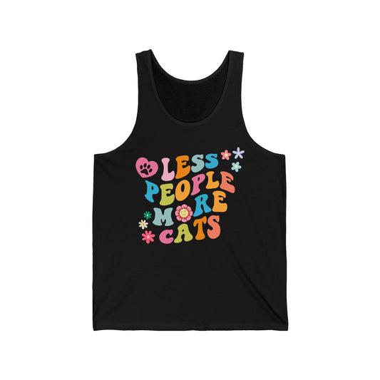 Less People More Cats Unisex Jersey Tank , Funny Cat Shirt, Cat Lover Gift, Cat Tank Top, Cats, Boyfriend Gift, Girlfriend Gift, Mom Gift, Dad Gift