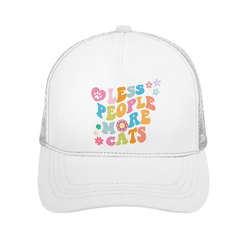 Less People More Cats White Foam Trucker Hat