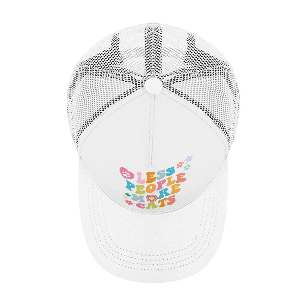 Less People More Cats White Foam Trucker Hat