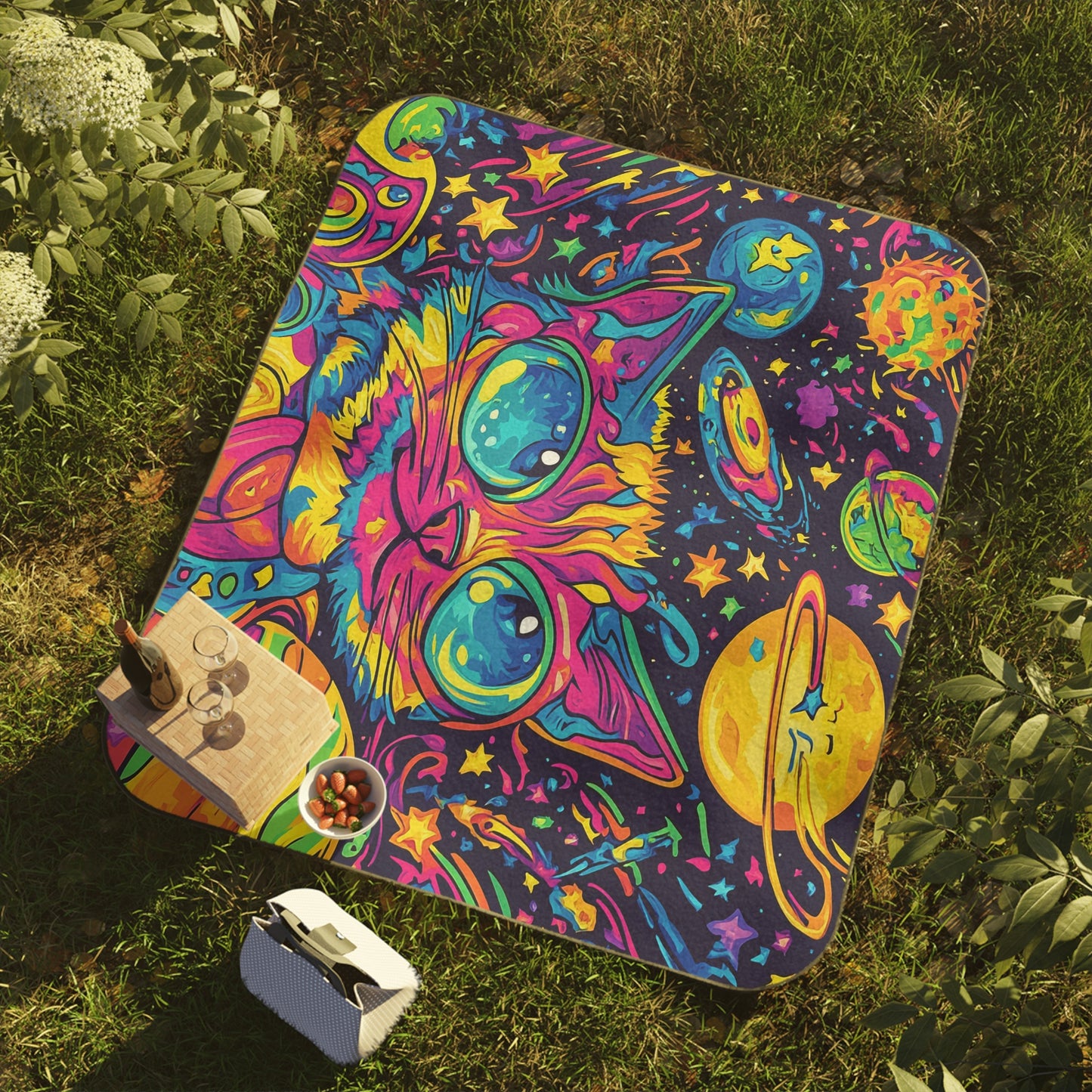 Planet Cat Picnic Blanket, Stadium Blanket