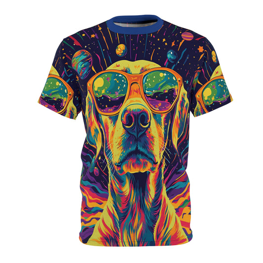 Planet Dog Sunglasses Cool Fun Unisex T-Shirt, Dog Lover Gift, All Over Print T-shirt, Rave, EDM, Festival, Trippy, Psychedelic