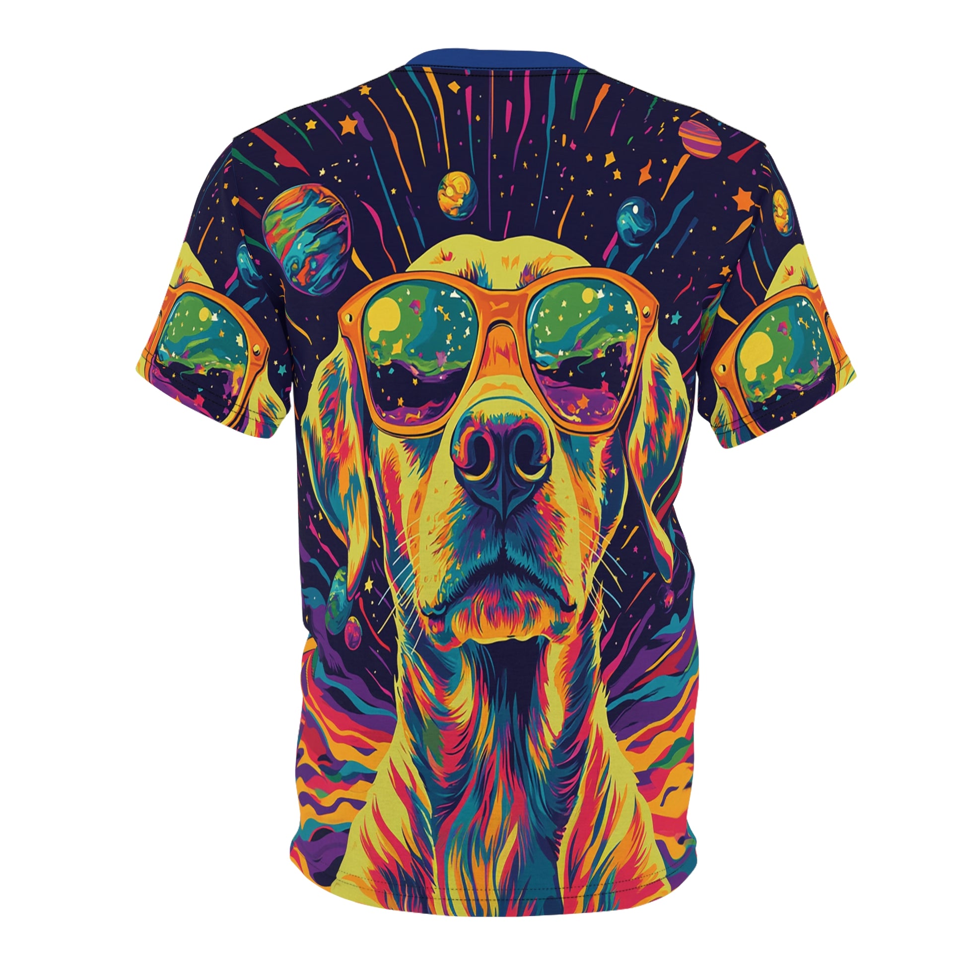 Planet Dog Sunglasses Cool Fun Unisex T-Shirt, Dog Lover Gift, All Over Print T-shirt, Rave, EDM, Festival, Trippy, Psychedelic