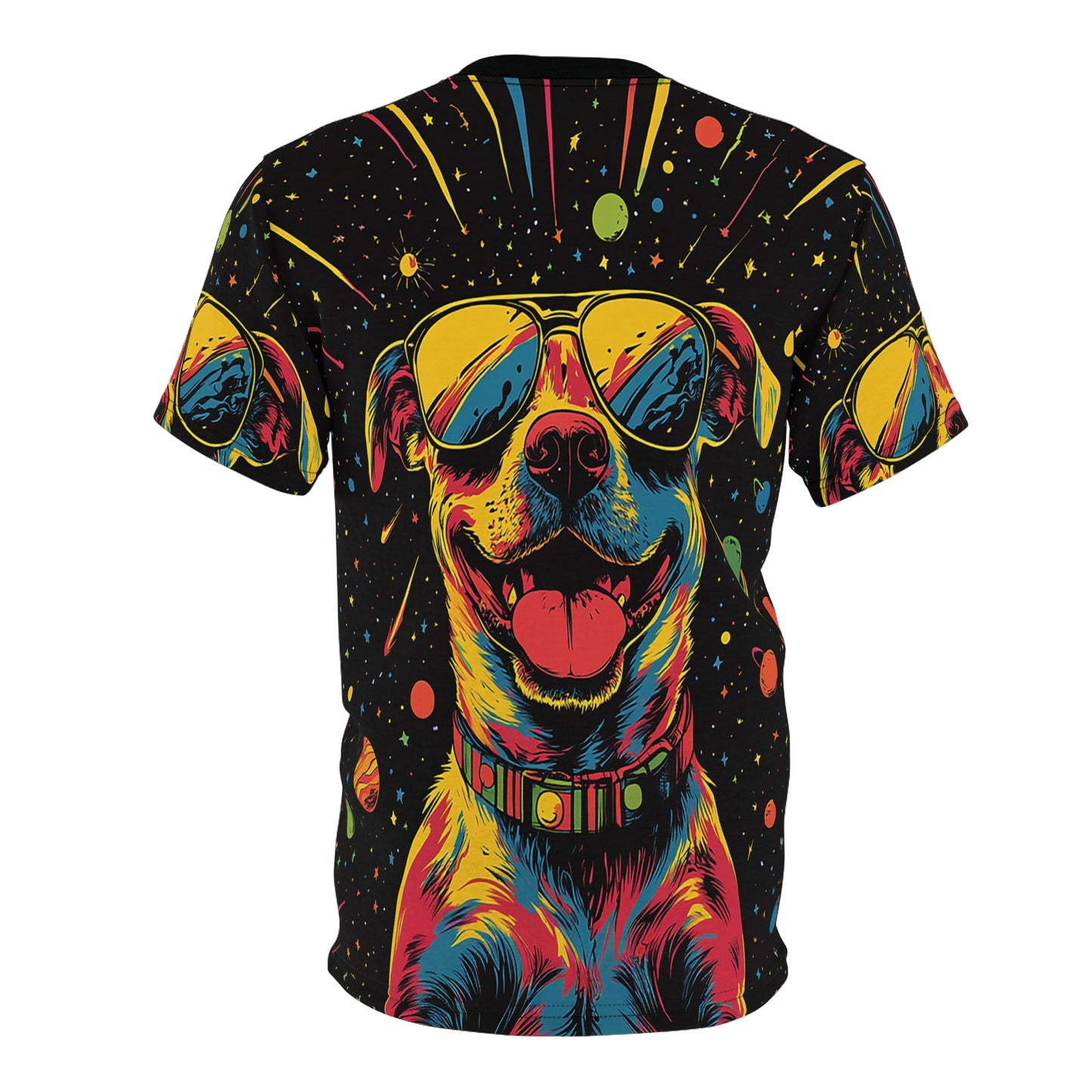 Planet Lab Dog Sunglasses Cool Fun Unisex T-Shirt, Dog Lover Gift, All Over Print T-shirt, Rave, EDM, Festival, Trippy, Psychedelic