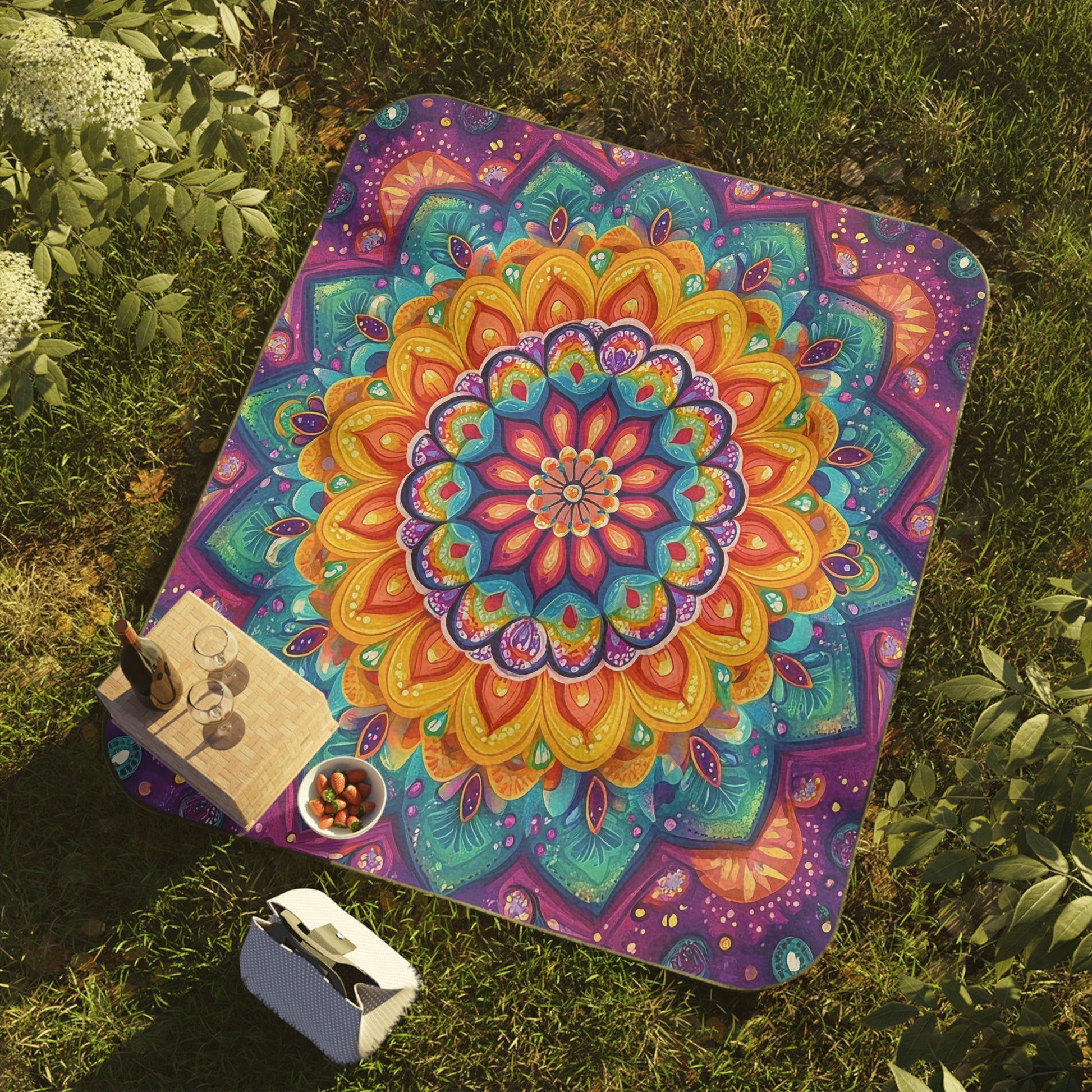 Psychedelic Mandala Picnic Blanket, Stadium Blanket