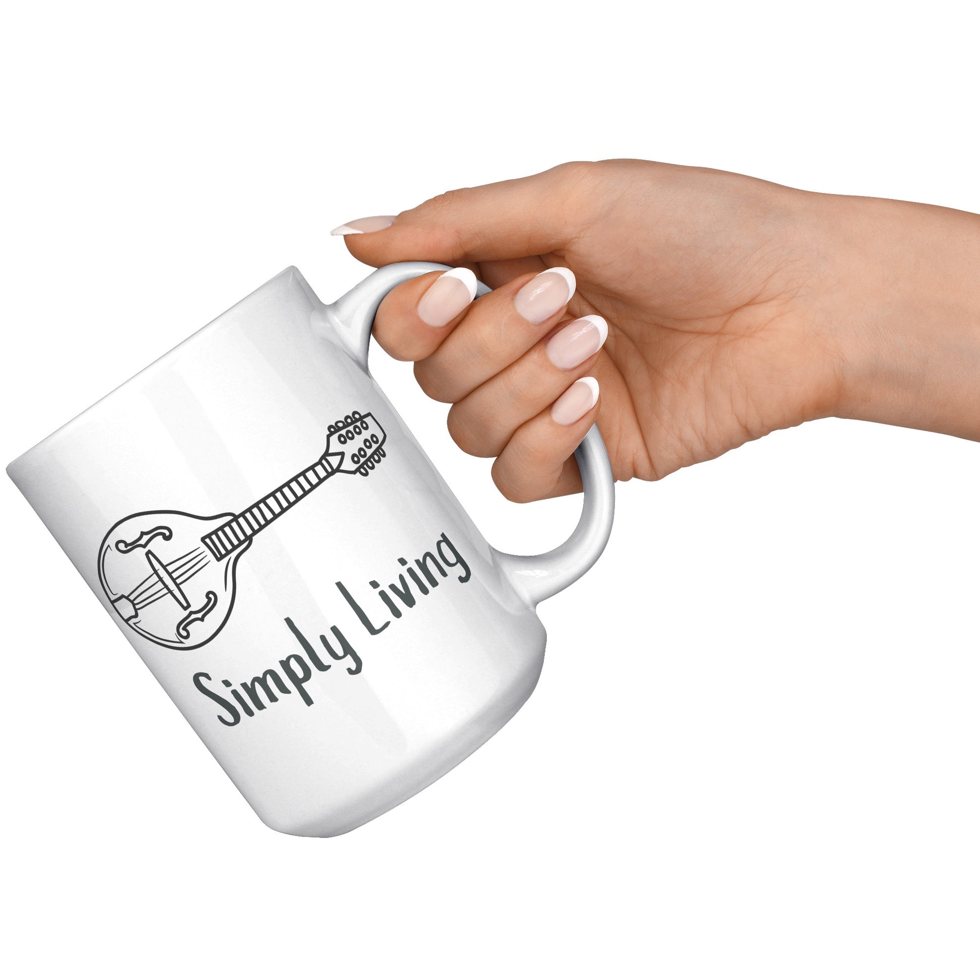 Simply Living Mandolin 15oz Mug, Mandolin Lover Gift, Mandolin Player Gift