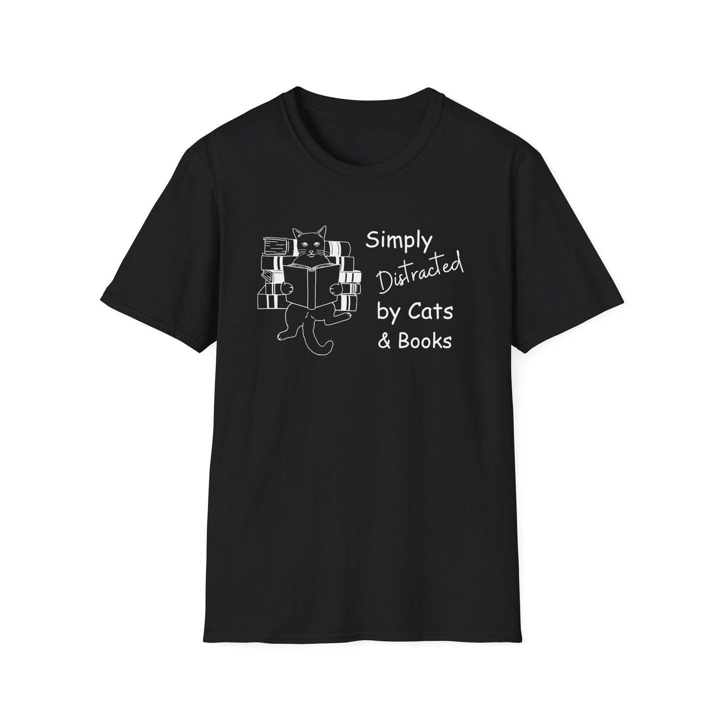 Simply Distracted By Cats & Books T-shirt, Momma Cat Shirt, Funny Cat Shirt