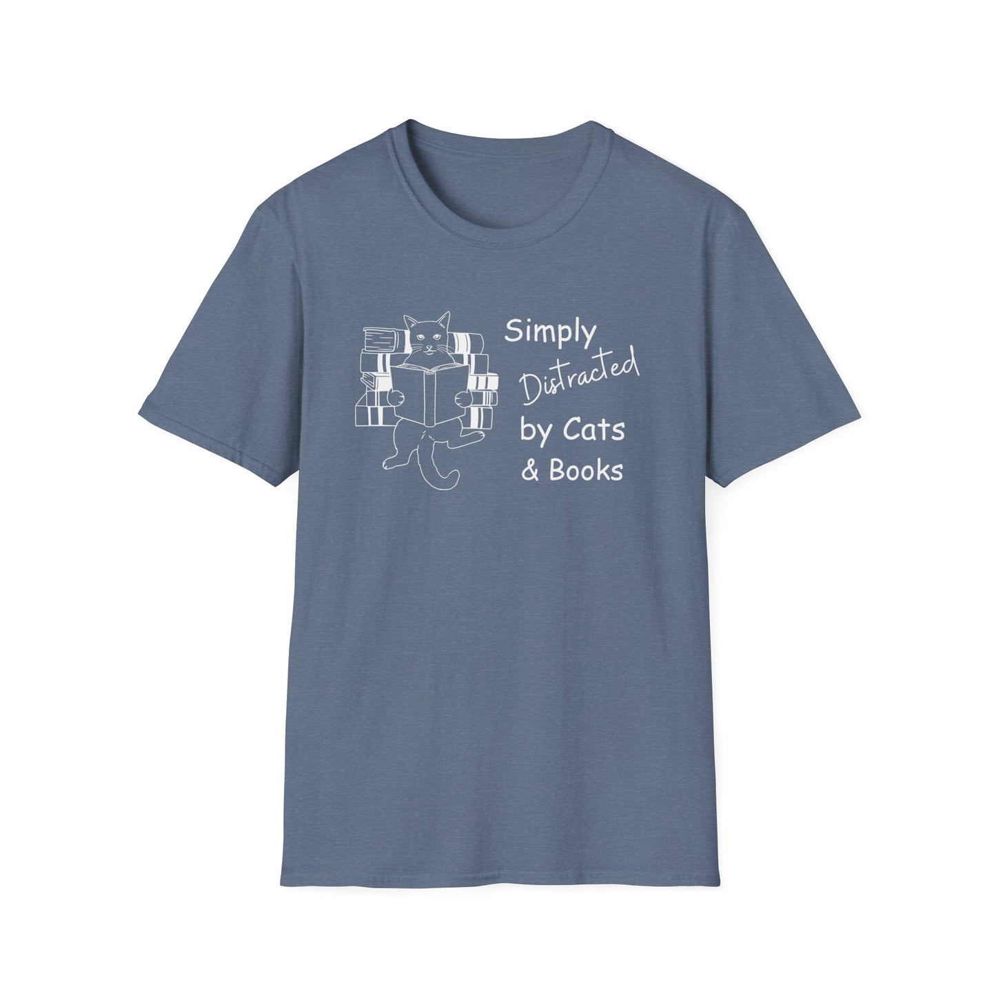 Simply Distracted By Cats & Books T-shirt, Momma Cat Shirt, Funny Cat Shirt
