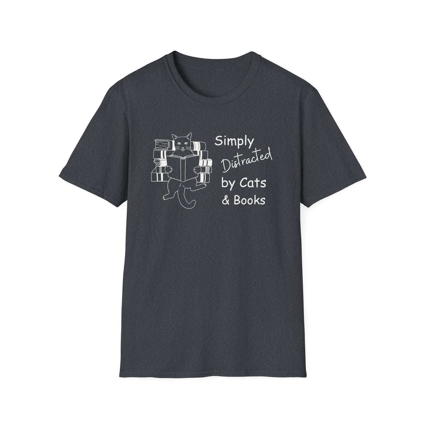 Simply Distracted By Cats & Books T-shirt, Momma Cat Shirt, Funny Cat Shirt
