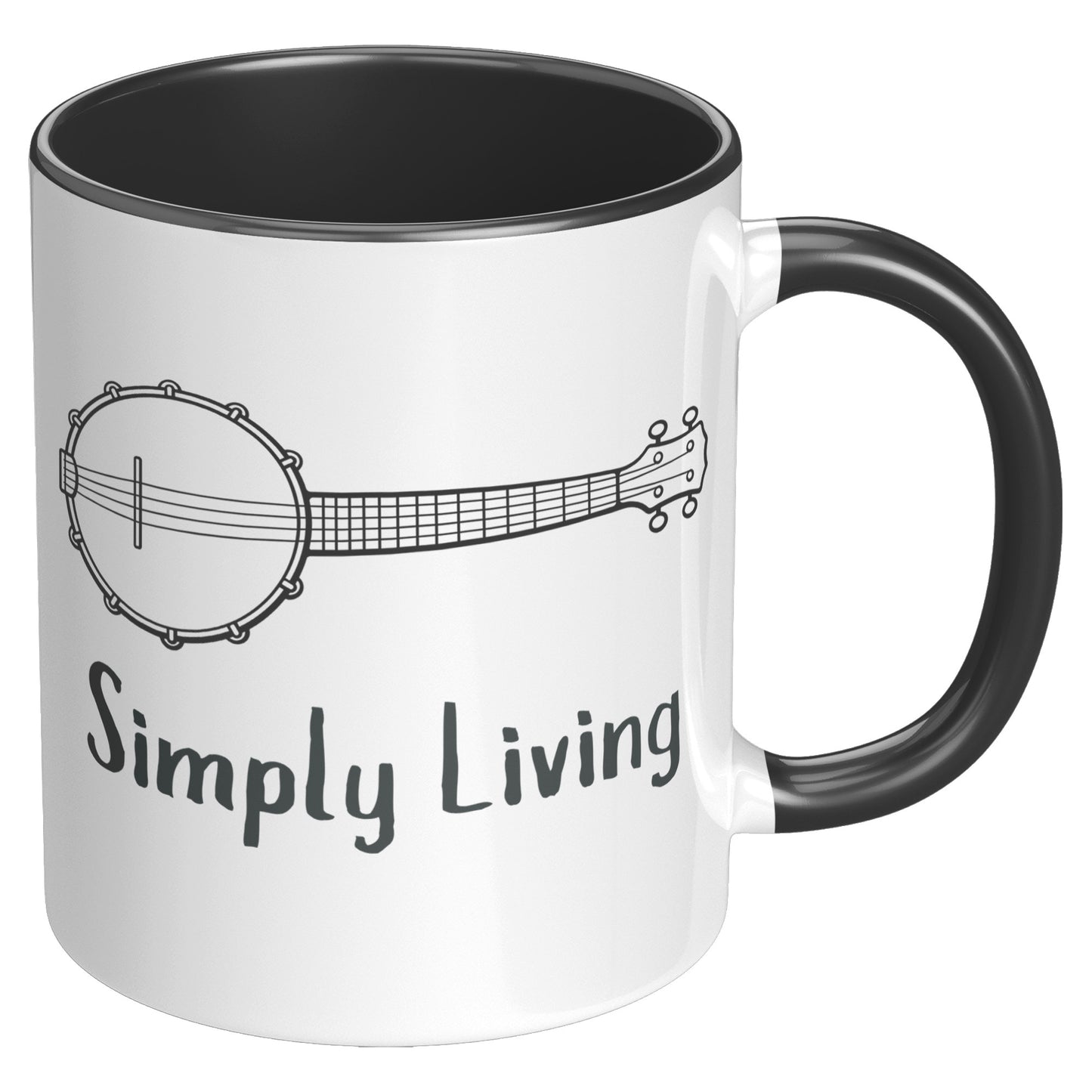 Simply Living Banjo 11oz Accent Mug, Banjo Player Gift, Banjo Lover Gift