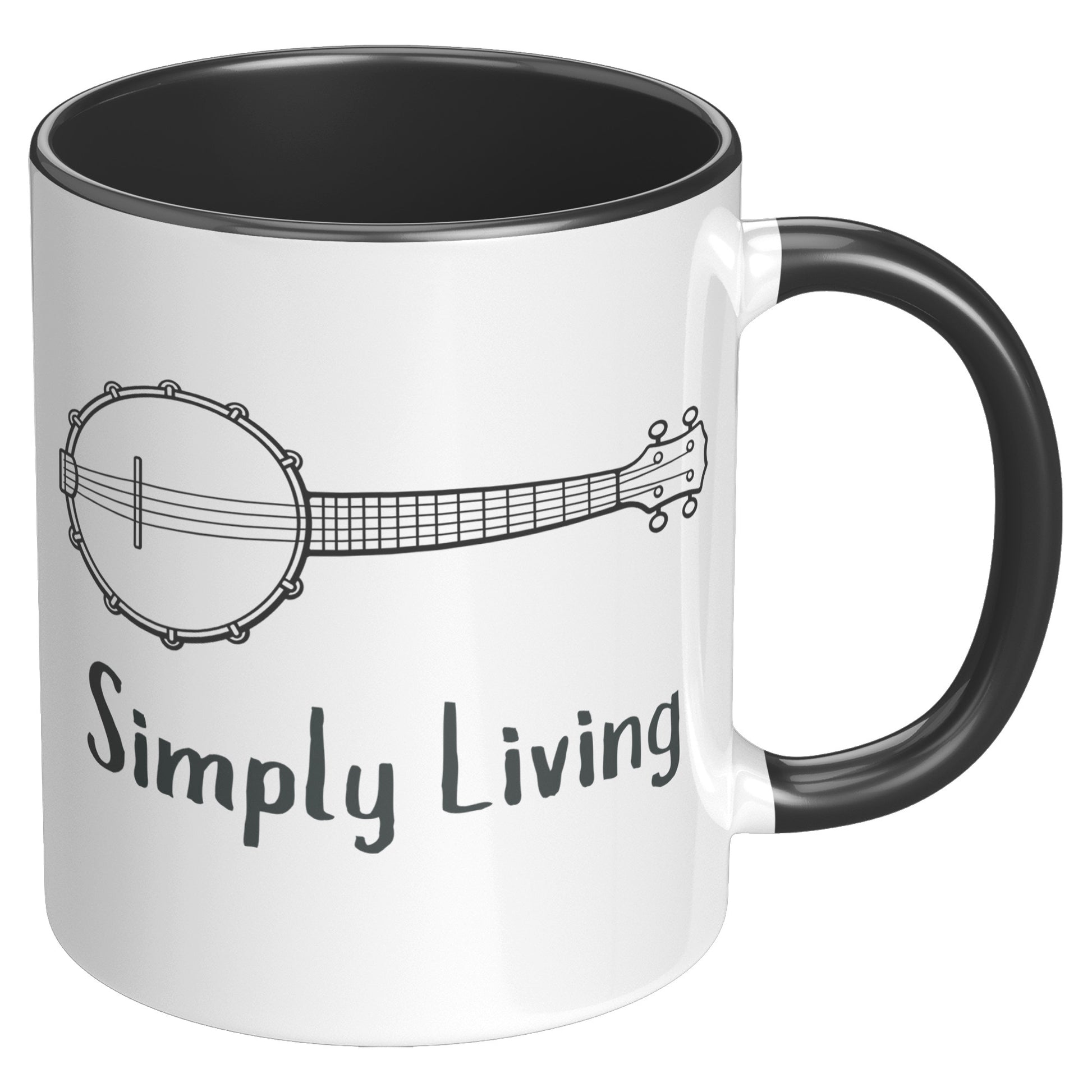Simply Living Banjo 11oz Accent Mug, Banjo Player Gift, Banjo Lover Gift