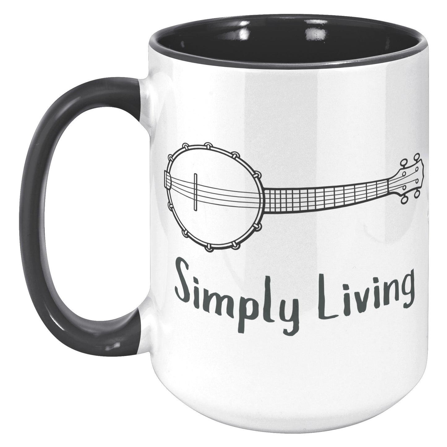 Simply Living Banjo 15oz Accent Mug, Banjo Player Gift, Banjo Lover Gift