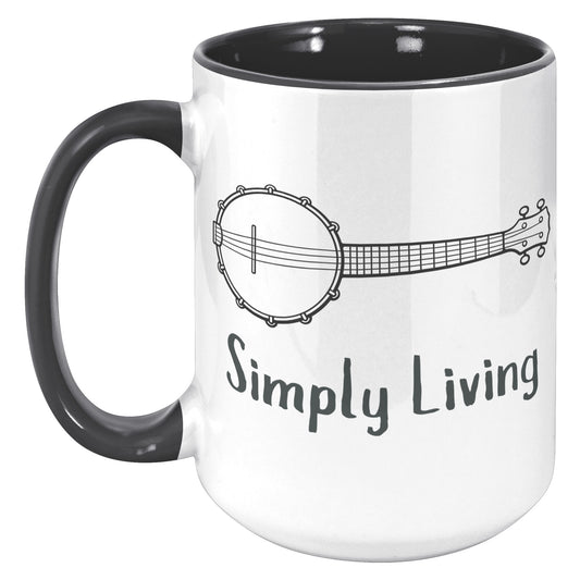 Simply Living Banjo 15oz Accent Mug, Banjo Player Gift, Banjo Lover Gift