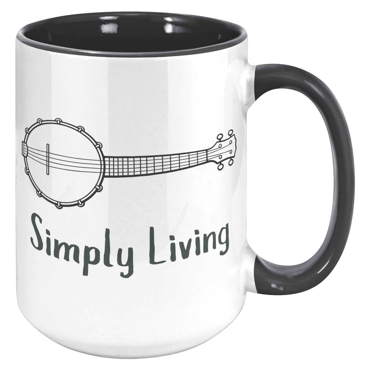 Simply Living Banjo 15oz Accent Mug, Banjo Player Gift, Banjo Lover Gift