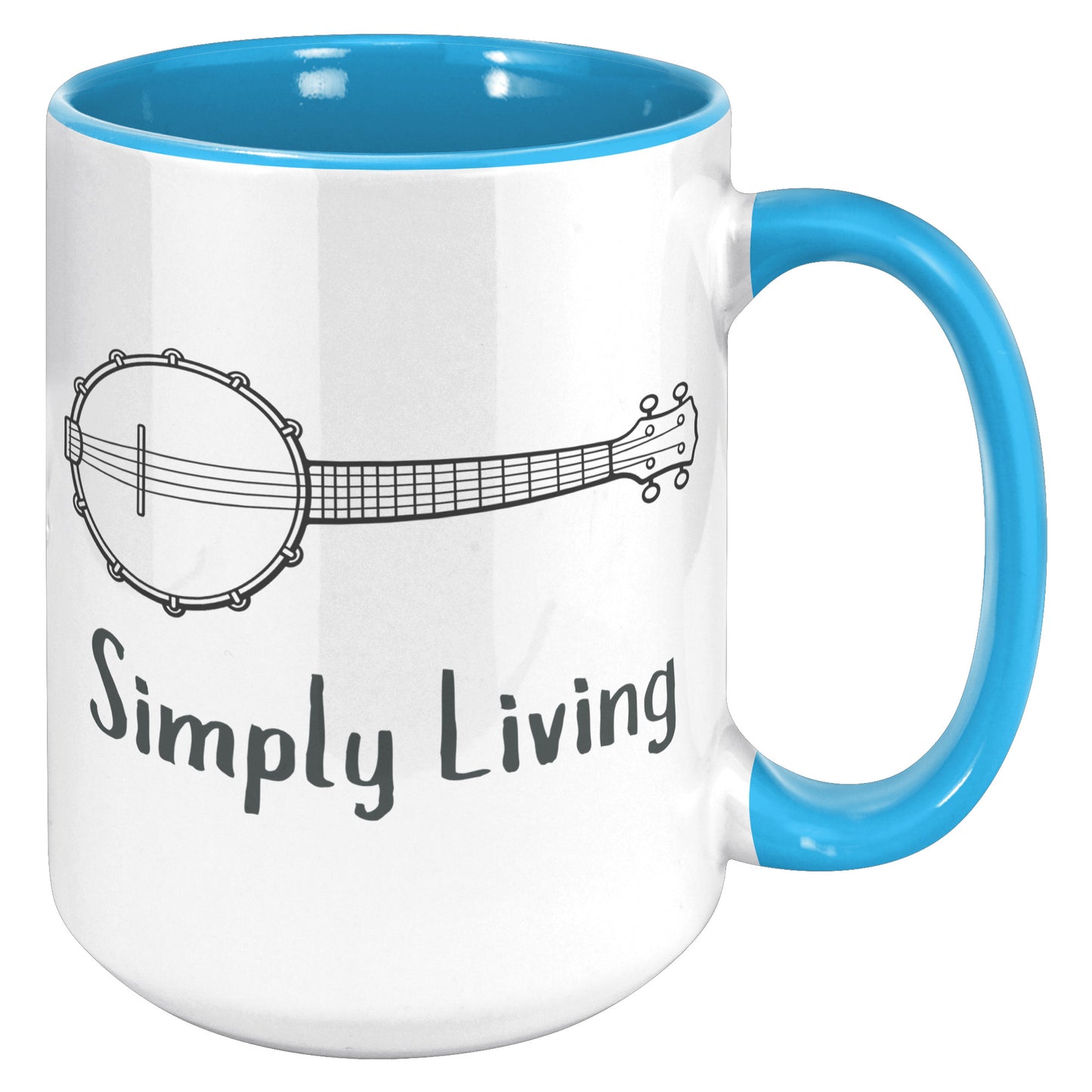 Simply Living Banjo 15oz Accent Mug, Banjo Player Gift, Banjo Lover Gift