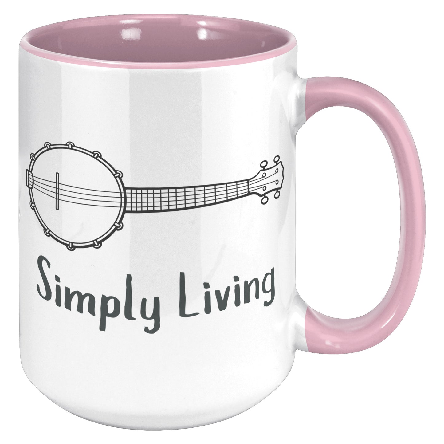 Simply Living Banjo 15oz Accent Mug, Banjo Player Gift, Banjo Lover Gift
