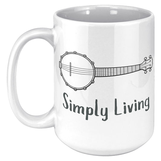 Simply Living Banjo 15oz Mug, Banjo Player Gift, Banjo Lover Gift