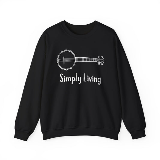 Simply Living Banjo Unisex Heavy Blend™ Crewneck Sweatshirt, Music Lover Gift, Banjo Player Gift, Festival Sweatshirt