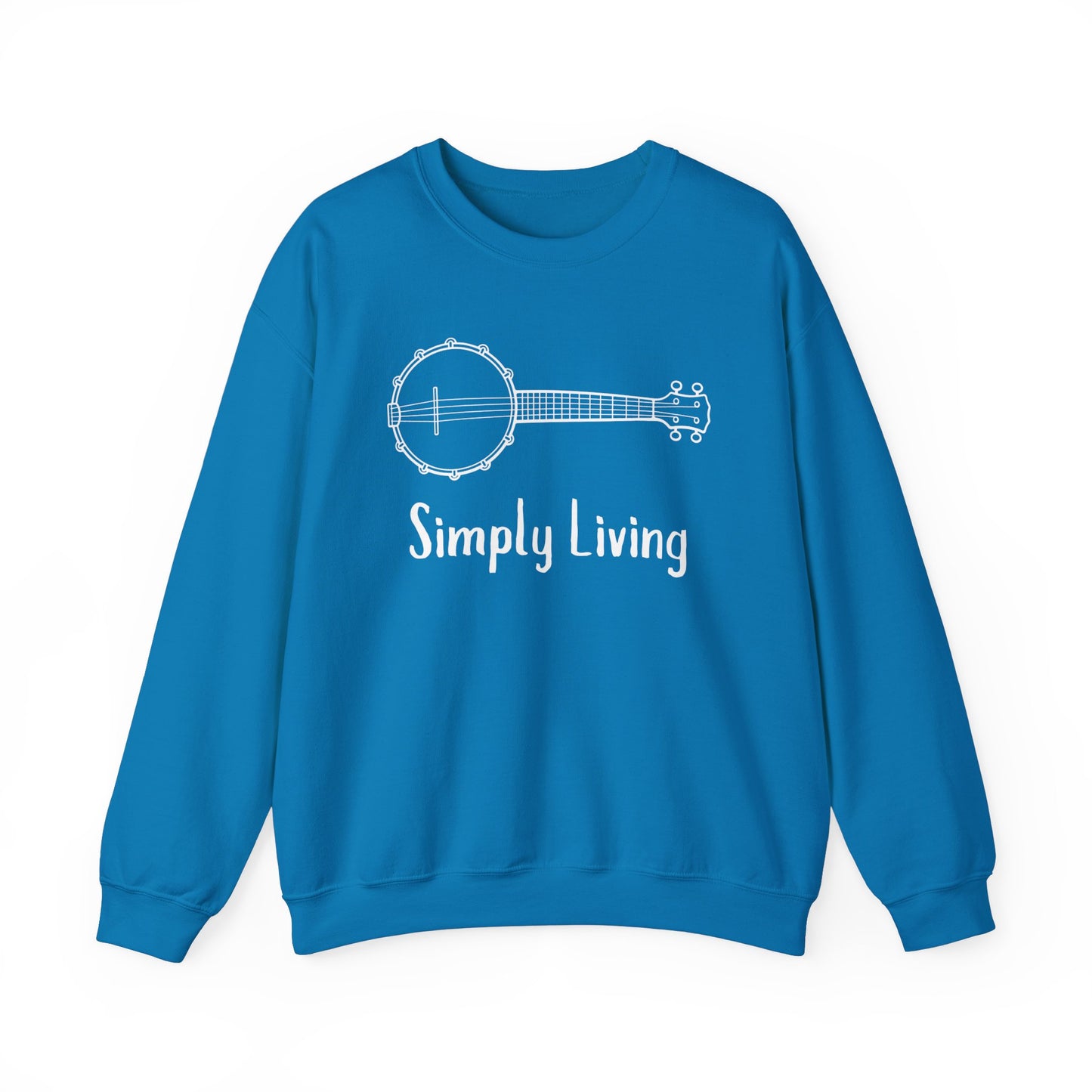 Simply Living Banjo Unisex Heavy Blend™ Crewneck Sweatshirt, Music Lover Gift, Banjo Player Gift, Festival Sweatshirt
