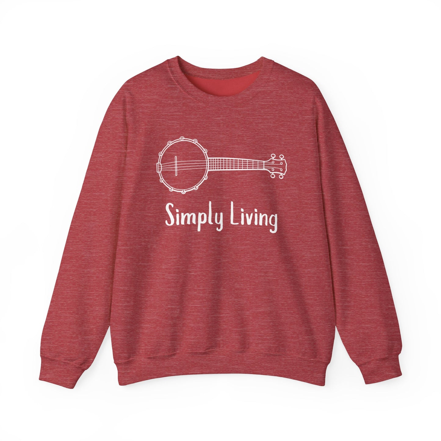 Simply Living Banjo Unisex Heavy Blend™ Crewneck Sweatshirt, Music Lover Gift, Banjo Player Gift, Festival Sweatshirt