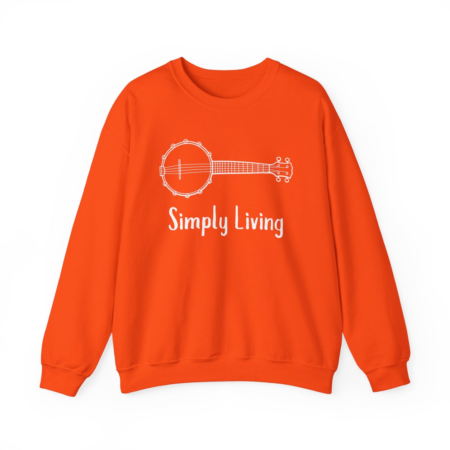 Simply Living Banjo Unisex Heavy Blend™ Crewneck Sweatshirt, Music Lover Gift, Banjo Player Gift, Festival Sweatshirt