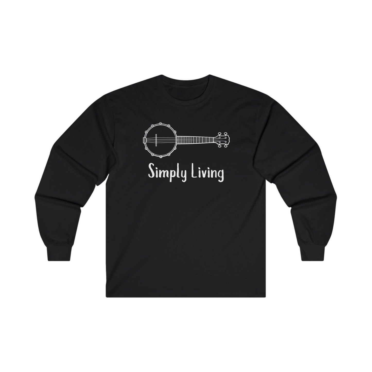 Simply Living Banjo Unisex Ultra Cotton Long Sleeve T-shirt, Banjo Lover Gift, Music Lover Gift, Festival Shirt, Bluegrass T-shirt