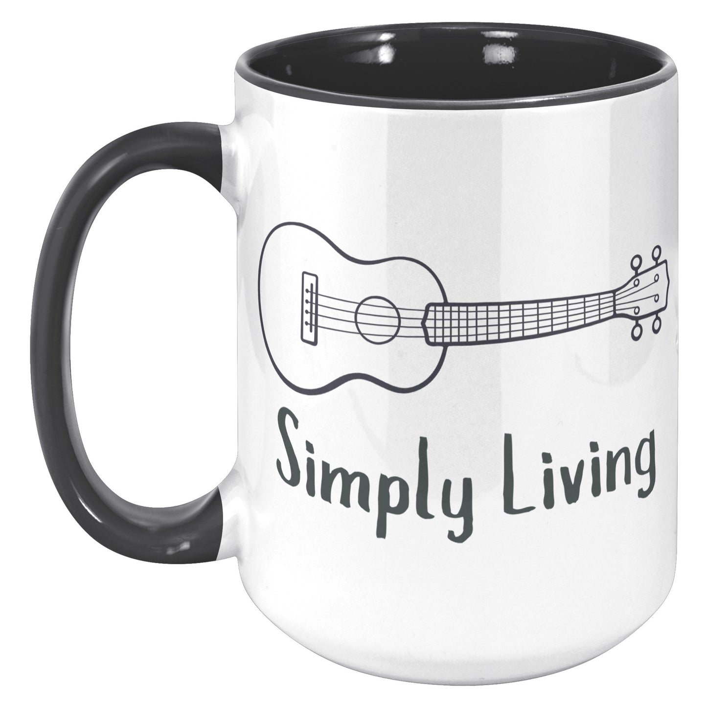 Simply Living Guitar 15oz Accent Mug, Guitar Player Gift, Guitar Lover Gift