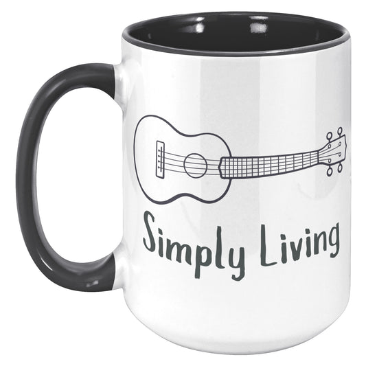 Simply Living Guitar 15oz Accent Mug, Guitar Player Gift, Guitar Lover Gift