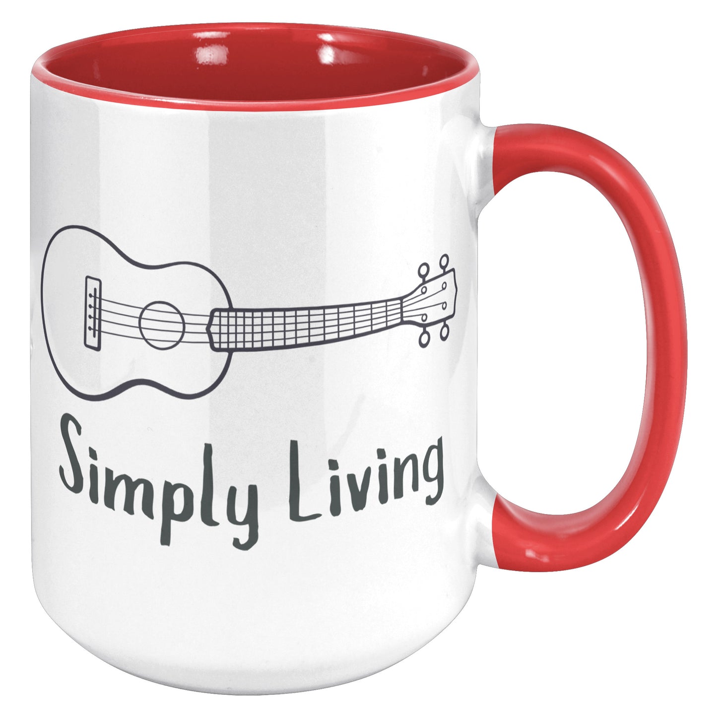 Simply Living Guitar 15oz Accent Mug, Guitar Player Gift, Guitar Lover Gift